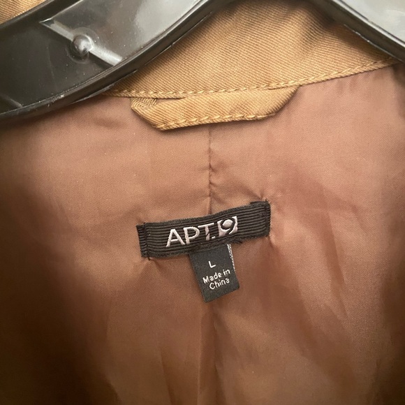 Cognac Cropped Trench Coat Jacket Large - Picture 2 of 4